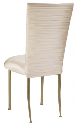 Chloe Ivory Stretch Knit Chair Cover and Cushion on Gold Legs (1)