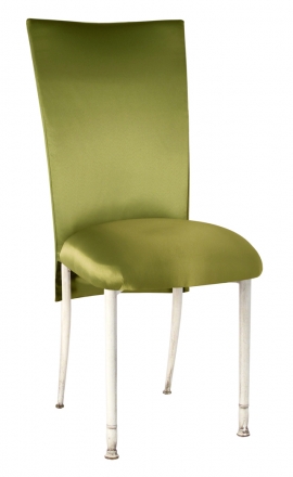 Lime Satin 3/4 Chair Cover and Cushion on Ivory Legs (2)