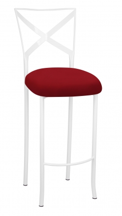 Simply X White Barstool with Red Stretch Knit Cushion (2)