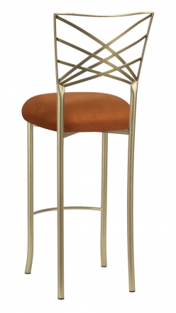 Gold Fanfare Barstool with Copper Suede Cushion (1)
