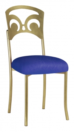 Gold Fleur de Lis with Royal Blue Stretch Knit Cushion (2)