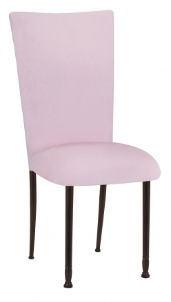 Soft Pink Velvet Chair Cover and Cushion on Mahogany Legs (2)