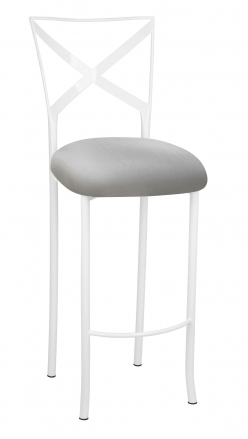 Simply X White Barstool with Silver Stretch Knit Cushion (2)