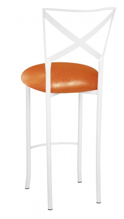 Simply X White Barstool with Metallic Orange Cushion (1)