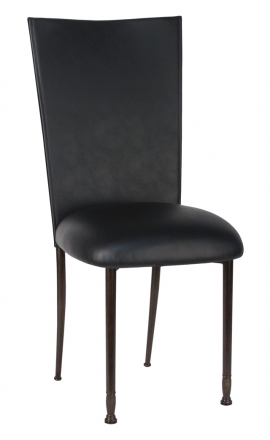 Black Leatherette Chair Cover and Cushion on Mahogany Legs (2)