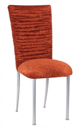 Chloe Paprika Crushed Velvet Chair Cover and Cushion on Silver Legs (2)