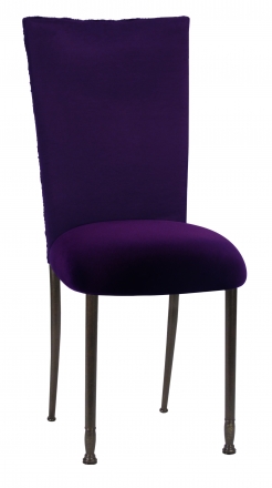 Aubergine Circle Ribbon Taffeta Chair Cover with Eggplant Velvet Cushion on Mahogany Legs (2)