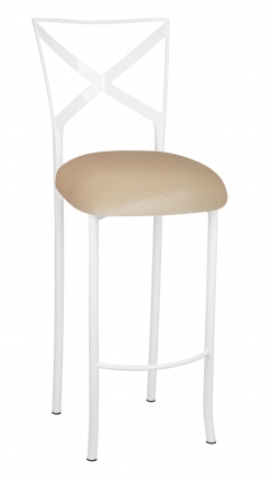 Simply X White Barstool with Champagne Velvet Cushion (2)