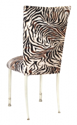 Zebra Stretch Knit Chair Cover and Cushion on Ivory Legs (1)