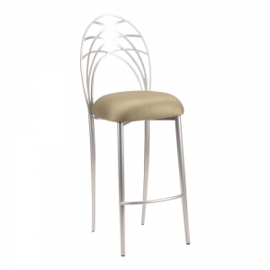 Silver Piazza Barstool with Sage Suede Cushion (2)