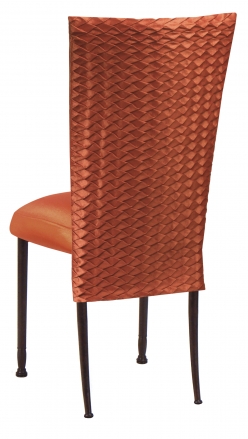 Orange Taffeta Scales 3/4 Chair Cover with Boxed Cushion on Mahogany Legs (1)