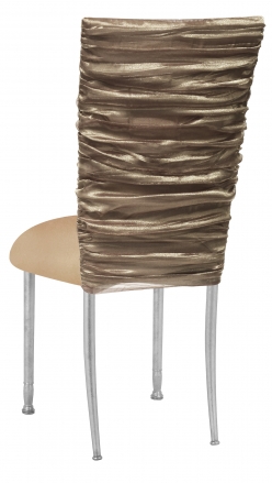 Beige Demure Chair Cover with Beige Stretch Knit Cushion on Silver Legs (1)