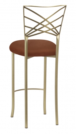 Gold Fanfare Barstool with Cognac Suede Cushion (1)