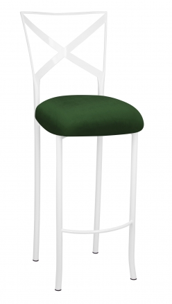 Simply X White Barstool with Green Velvet Cushion (2)