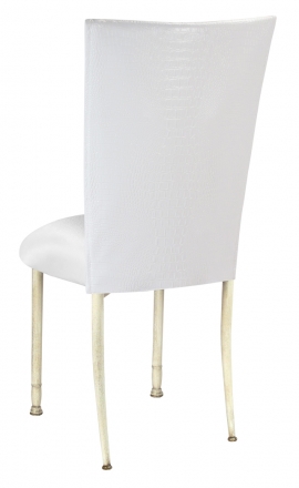 White Croc Chair Cover with White Stretch Knit Cushion on Ivory Legs (1)