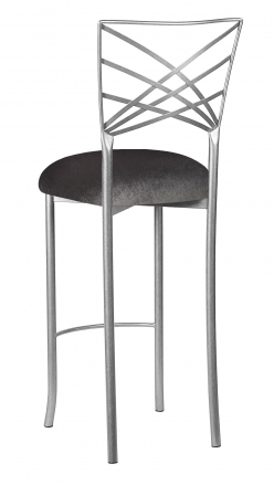 Silver Fanfare Barstool with Charcoal Velvet Cushion (1)