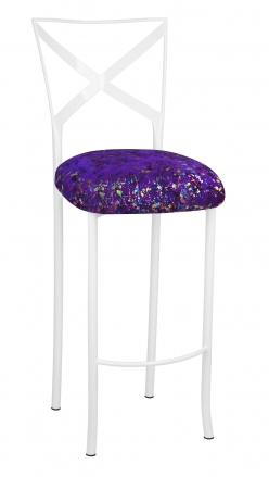 Simply X White Barstool with Purple Paint Splatter Cushion (2)