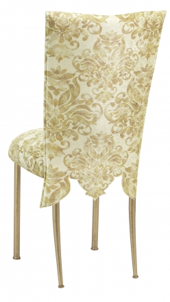 Ravena Chenille Empire Cut Chair Cover with Boxed Cushion on Gold Legs (1)