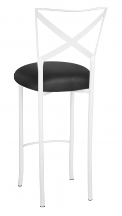 Simply X White Barstool with Black Leatherette Cushion (1)