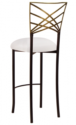 Two Tone Gold Fanfare Barstool with White Stretch Knit Cushion (1)
