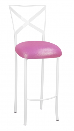 Simply X White Barstool with Pink Glitter Knit Cushion (2)