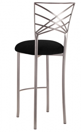 Silver Fanfare Barstool with Black Suede Cushion (1)