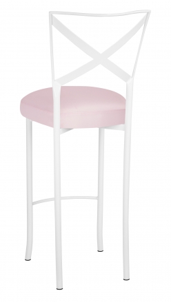 Simply X White Barstool with Soft Pink Satin Boxed Cushion (1)