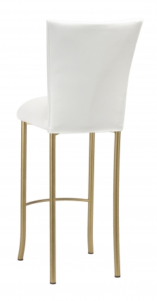 White Leatherette Barstool Cover and Cushion on Gold Legs (1)