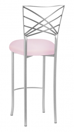 Silver Fanfare Barstool with Soft Pink Knit Cushion (1)