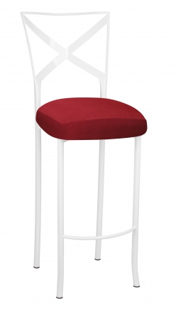 Simply X White Barstool with Rhino Red Suede Boxed Cushion (2)