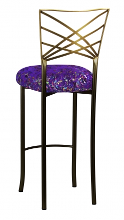 Two Tone Fanfare Barstool with Purple Paint Splatter Knit Cushion (1)