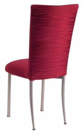 Chloe Cranberry Stretch Knit Chair Cover and Cushion on Silver Legs (1)