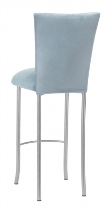 Ice Blue Suede Barstool Cover and Cushion on Silver Legs (1)