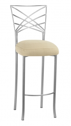 Silver Fanfare Barstool with Parchment Linette Cushion (2)
