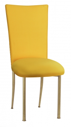 Chloe Bright Yellow Stretch Knit Chair Cover and Cushion on Gold Legs (2)
