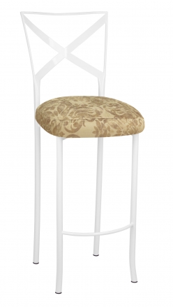 Simply X White Barstool with Ravena Chenille Boxed Cushion (2)