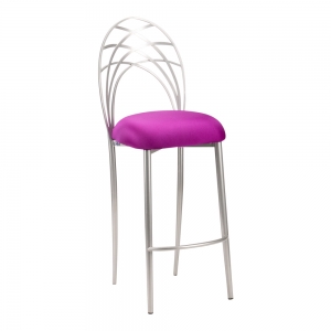 Silver Piazza Barstool with Plum Stretch Knit Cushion (2)