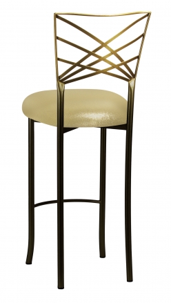 Two Tone Fanfare Barstool with Metallic Gold Knit Cushion (1)