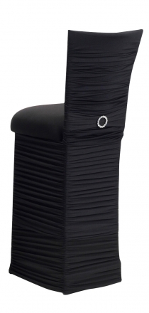 Chloe Black Stretch Knit Barstool Cover with Jewel Band, Cushion and Skirt (1)