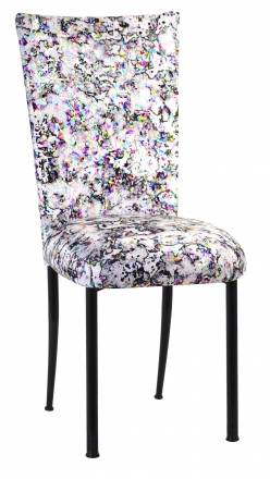 White Paint Splatter Chair Cover and Cushion on Black Legs (2)
