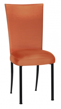 Orange Taffeta Chair Cover with Boxed Cushion on Black Legs (2)