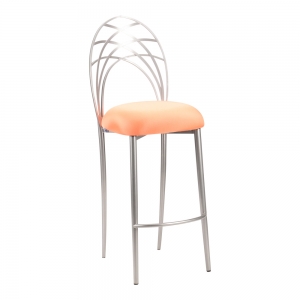 Silver Piazza Barstool with Tangerine Stretch Knit Cushion (2)