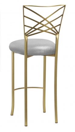 Gold Fanfare Barstool with Metallic Silver Knit Cushion (1)