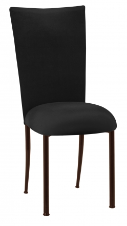 Black Velvet Chair Cover and Cushion on Brown Legs (2)