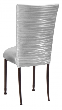 Chloe Metallic Silver on White Foil Chair Cover and Cushion on Mahogany Legs (1)