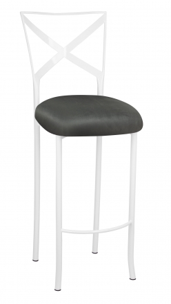 Simply X White Barstool with Charcoal Suede Cushion (2)