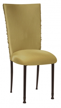 Gold Demure Chair Cover with Gold Stretch Knit Cushion on Mahogany Legs (2)