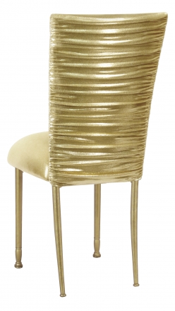 Chloe Metallic Gold Stretch Knit Chair Cover and Cushion on Gold Legs (1)