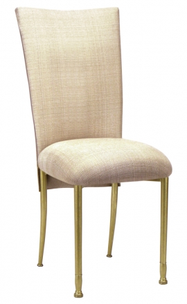 Parchment Linette Chair Cover and Cushion on Gold Legs (2)