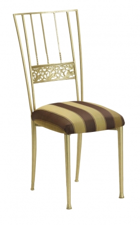 Gold Bella Fleur with Gold and Brown Stripe Cushion (2)